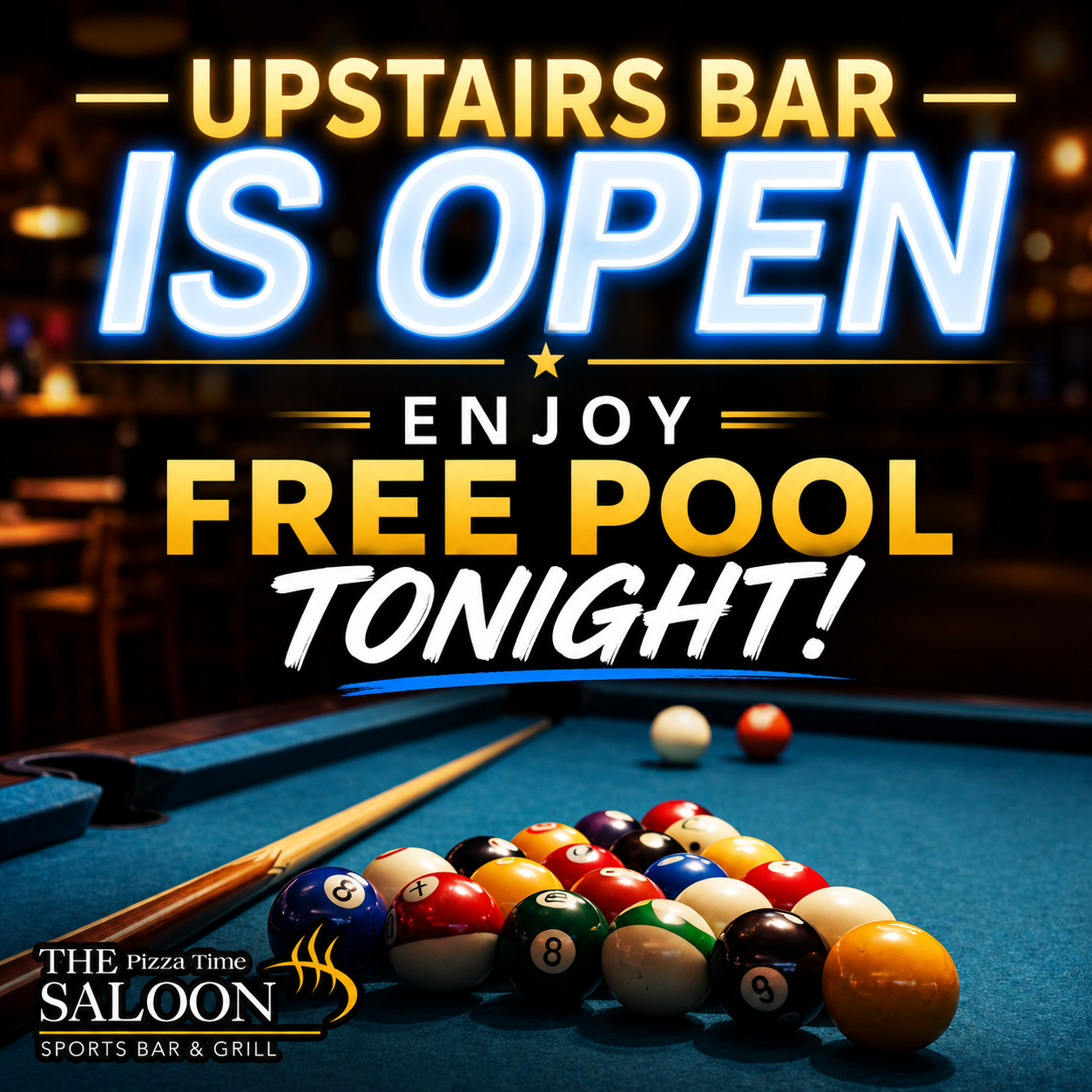 Upstairs Bar is Open
