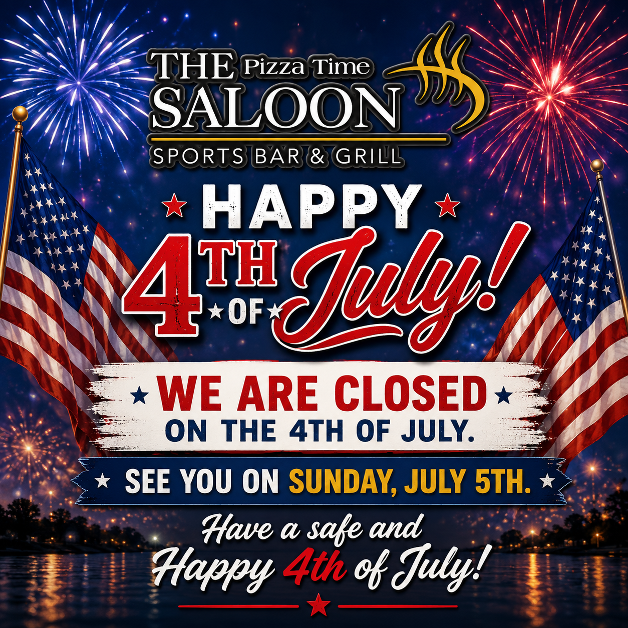 Pizza Time Saloon 4th of July design