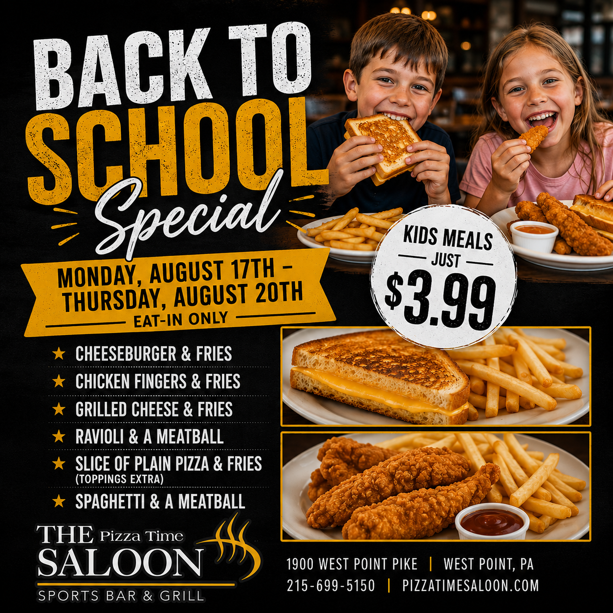 Pizza Time Saloon Back to School Design Aug 17-20