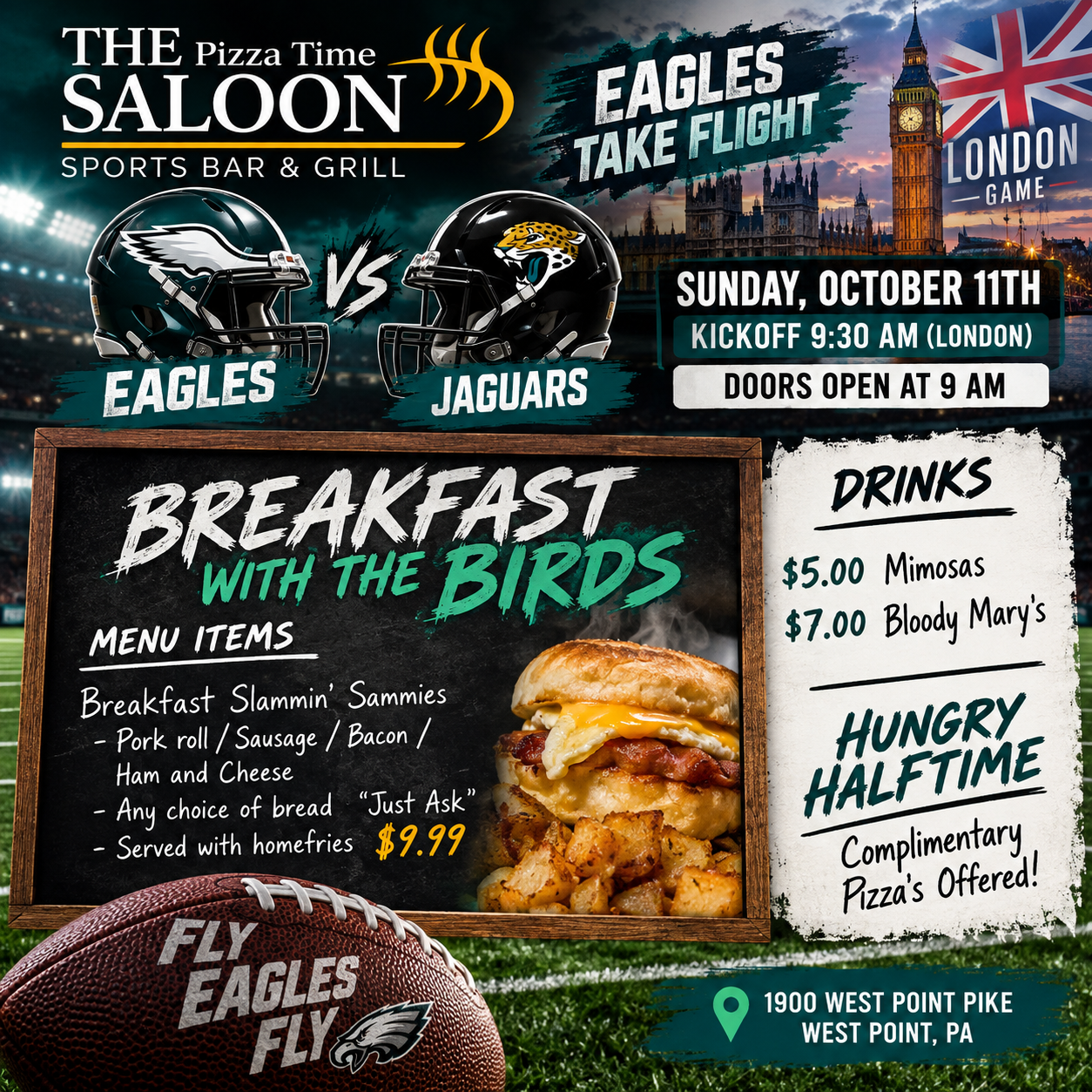 Eagles vs Jaguars London Game Breakfast Poster